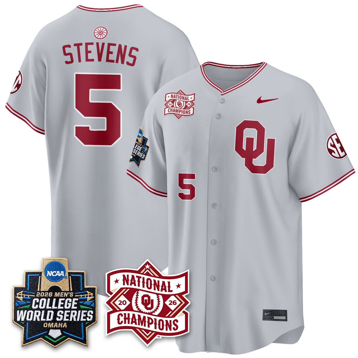 OU 2026 NCAA Baseball College World Series Champions Vapor Jersey - Stitched-DTD