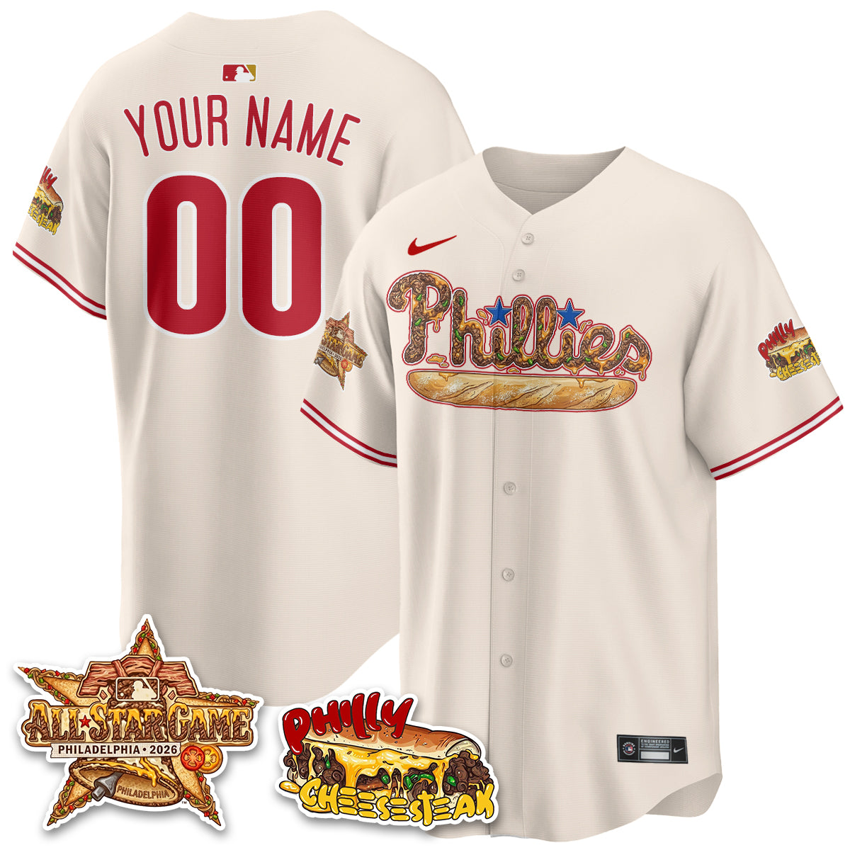 Philadelphia Phillies Cheesesteak Edition Vapor Limited Custom Jersey - Stitched-DTD
