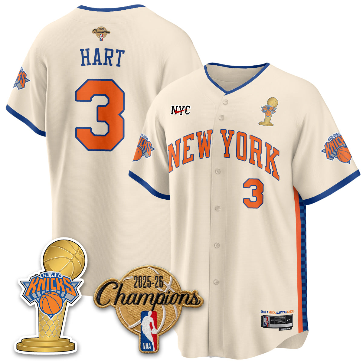 NYK 2026 NBA Champions Vapor Jersey - Stitched-DTD