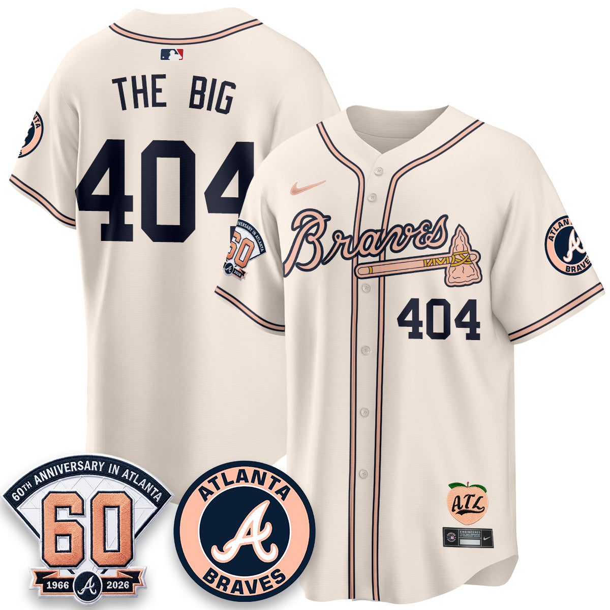 ATL 60th Anniversary Peach Edition Vapor Premier Limited Jersey - All Stitched-DTD