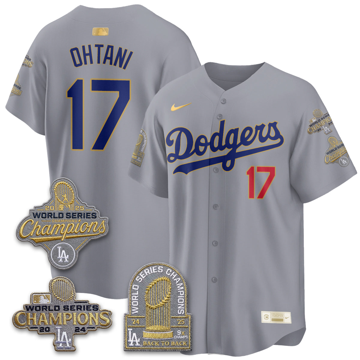 LAD Gold Collection Stadium Vapor Limited Jersey - Back to Back 9x Champs - All Stitched-DTD