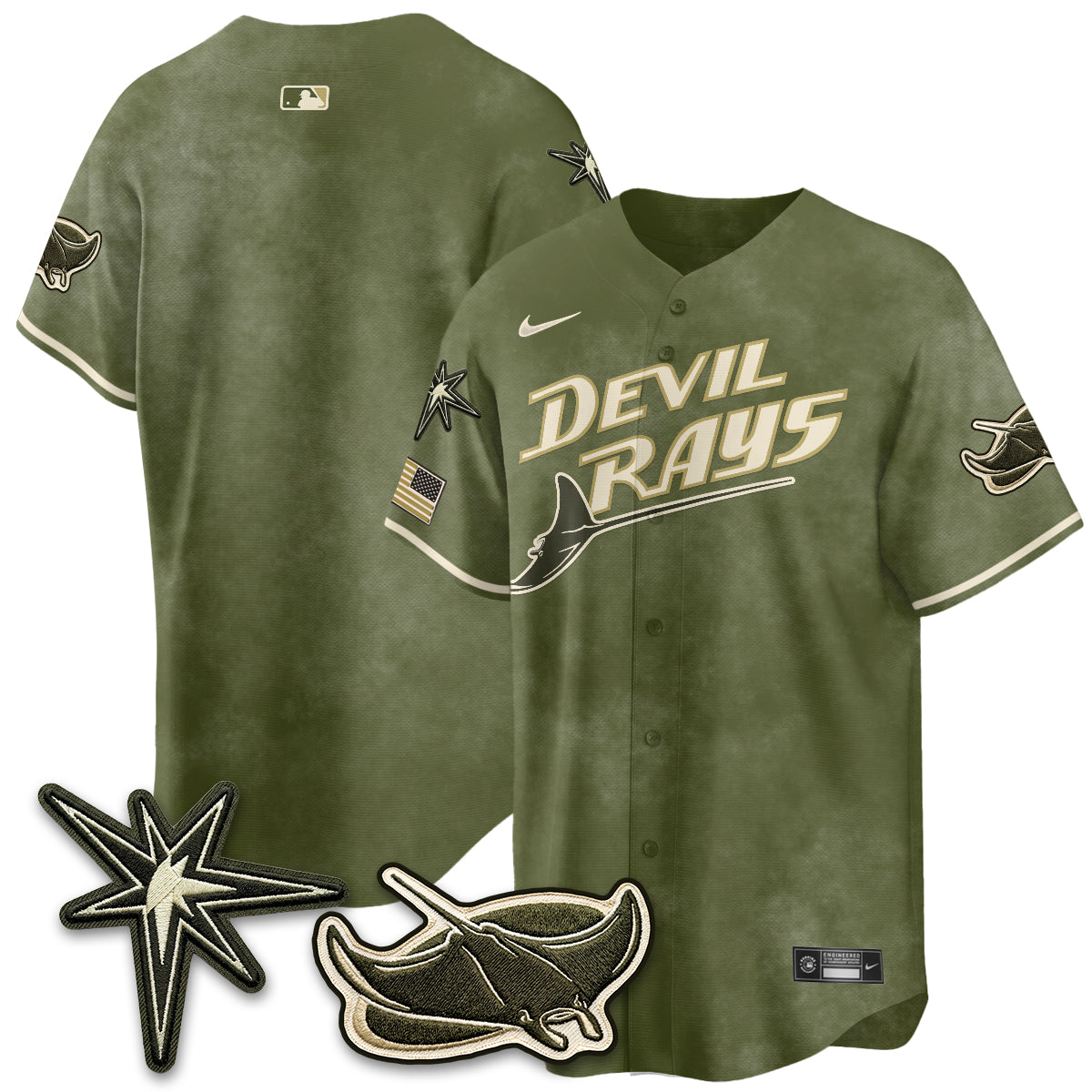 TB New Era Olive 2026 Armed Forces Day Jersey - All Stitched-DTD