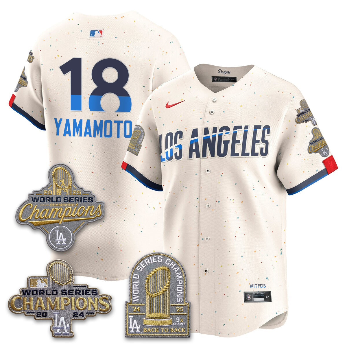 LAD Gold Collection Stadium Vapor Limited Jersey - Back to Back 9x Champs - All Stitched-DTD