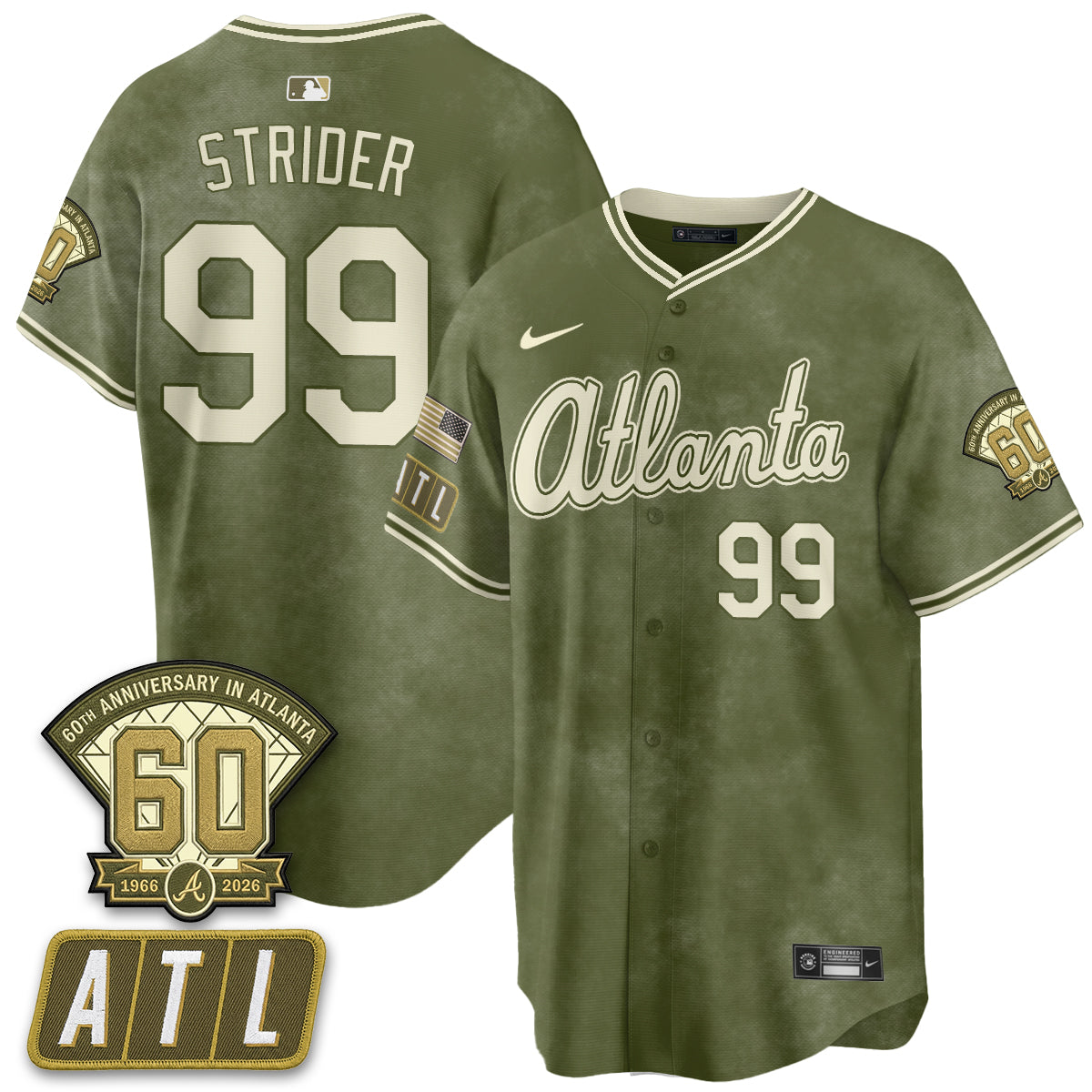 ATL New Era Olive 2026 Armed Forces Day Vapor Limited Jersey - All Stitched-DTD
