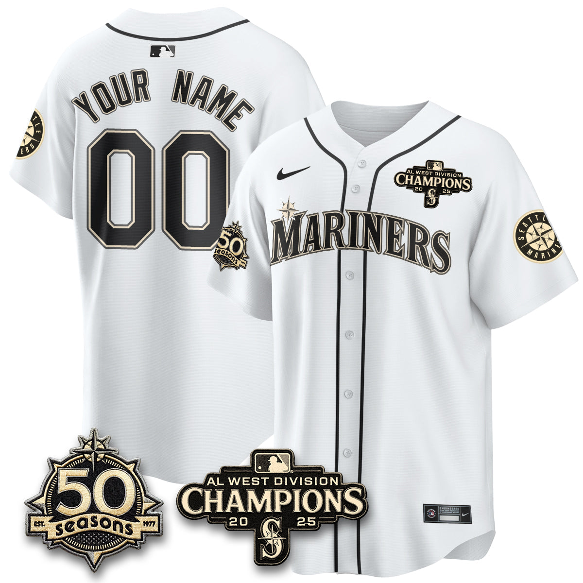 SEA Vapor Premier Custom Limited Jersey - 50th Anniversary & AL West Division Champions - Steelheads Community Funds - All Stitched-DTD