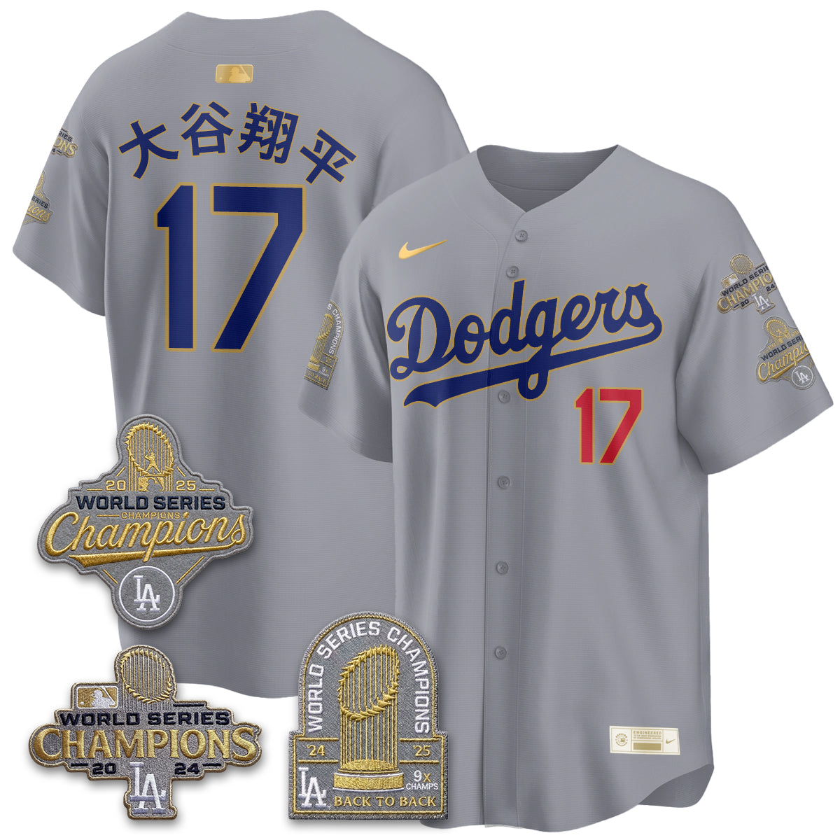 LAD Gold Collection Stadium Vapor Limited Jersey - Back to Back 9x Champs - All Stitched-DTD