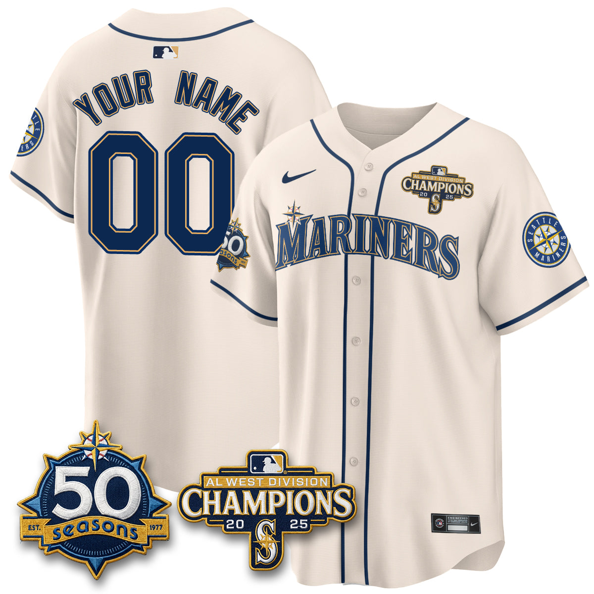 SEA Vapor Premier Custom Limited Jersey - 50th Anniversary & AL West Division Champions - Steelheads Community Funds - All Stitched-DTD