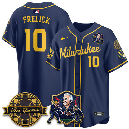 MIL Bob Uecker - 54 Seasons for Brewers' Vapor Limited Gold Jersey - All Stitched-DTD