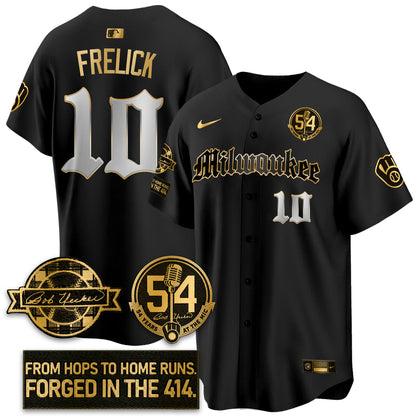 MIL Bob Uecker Patch Vapor Premier Limited Jersey - Gothic Edition - All Stitched-DTD