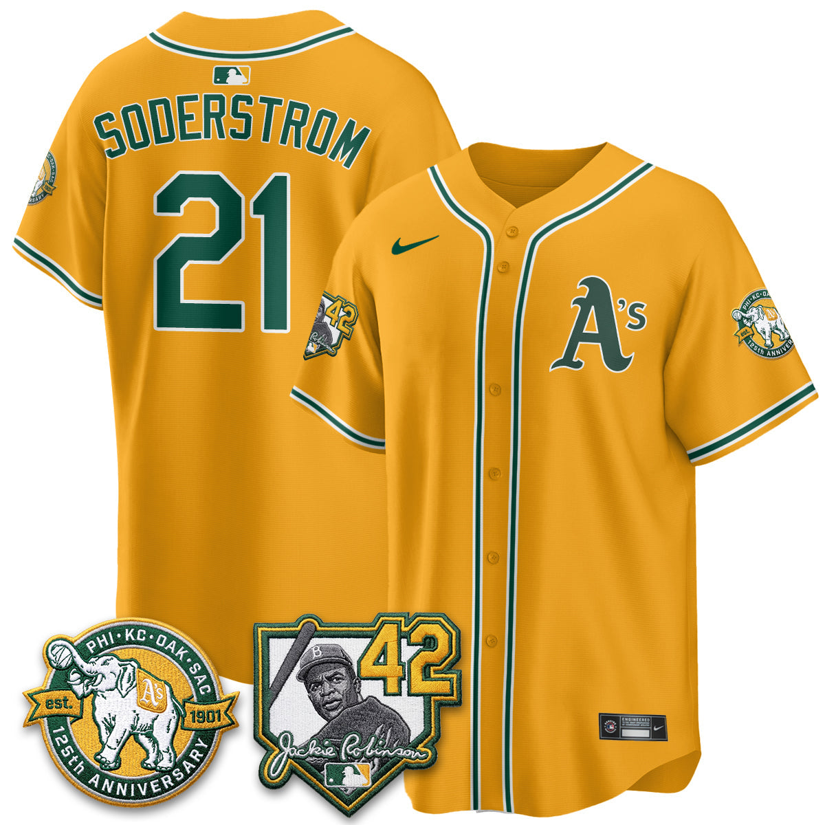 OAK 2026 Jackie Robinson Day - Celebrating 125 Years Limited Vapor Jersey - All Stitched-DTD