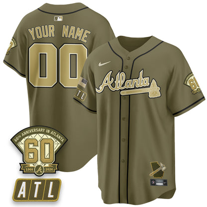 ATL New Era Olive 2026 Armed Forces Day Vapor Limited Custom Jersey - All Stitched-DTD
