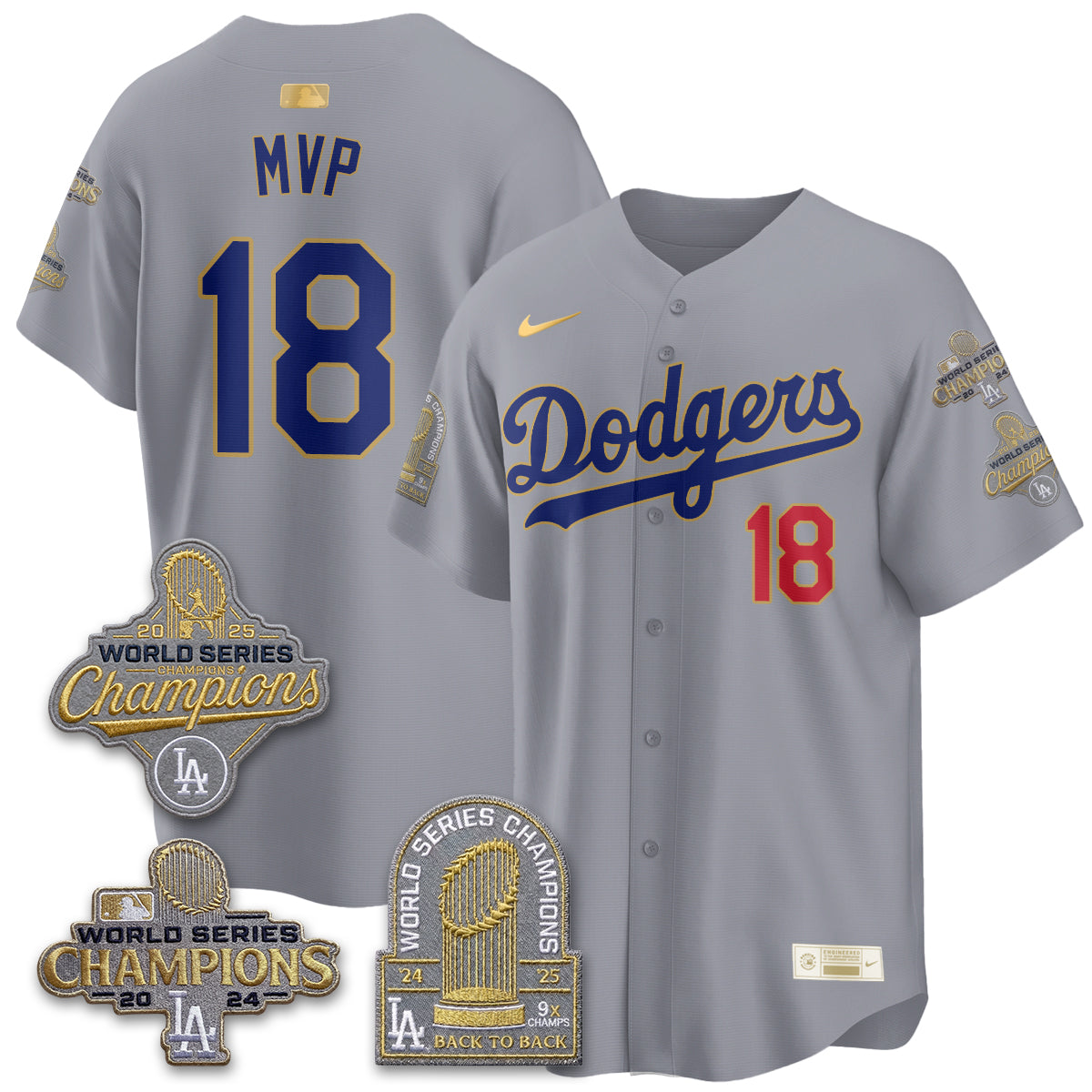 LAD Gold Collection Stadium Vapor Limited Jersey - Back to Back 9x Champs - All Stitched-DTD