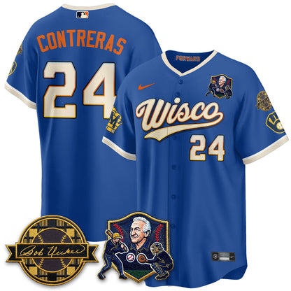 MIL Bob Uecker - 54 SSs for Brewers' Vapor Limited City Connect Jersey - All Stitched-DTD