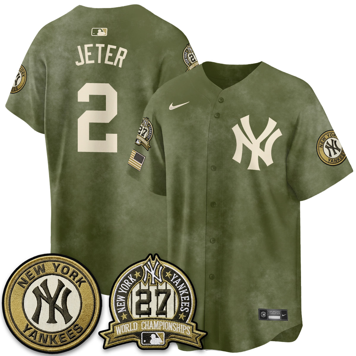 NYY New Era Olive 2026 Armed Forces Day Jersey -All Stitched-DTD