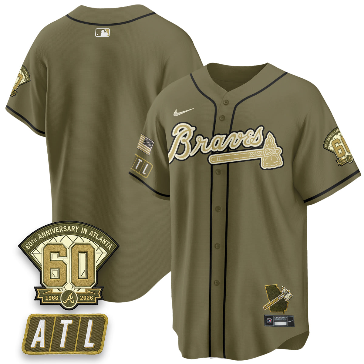 ATL New Era Olive 2026 Armed Forces Day Vapor Limited Jersey - All Stitched-DTD