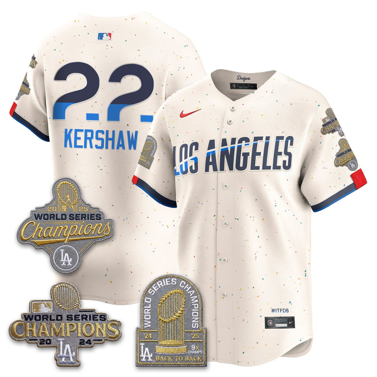 LAD Gold Collection Stadium Vapor Limited Jersey - Back to Back 9x Champs - All Stitched-DTD