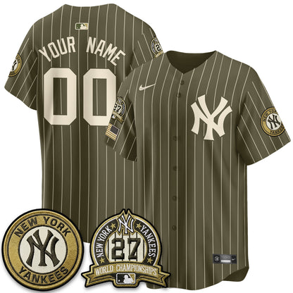 NYY New Era Olive 2026 Armed Forces Day Custom Jersey -All Stitched-DTD