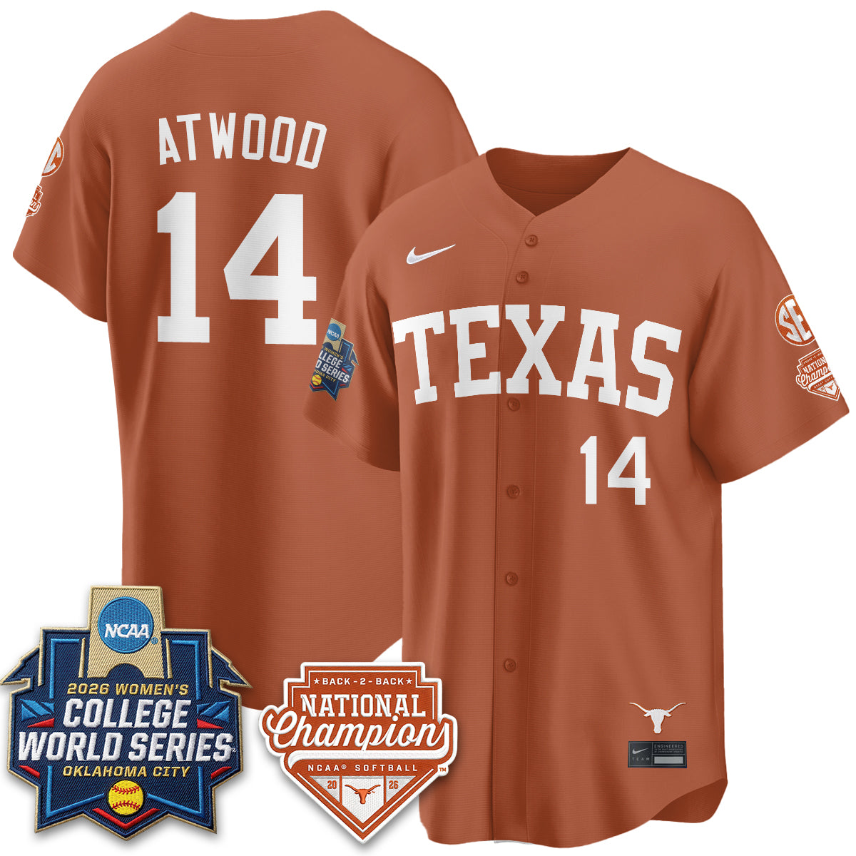 TEX Softball 2026 World Series (WCWS) Vapor Premier Limited Jersey - B2B Champs - All Stitched-DTD
