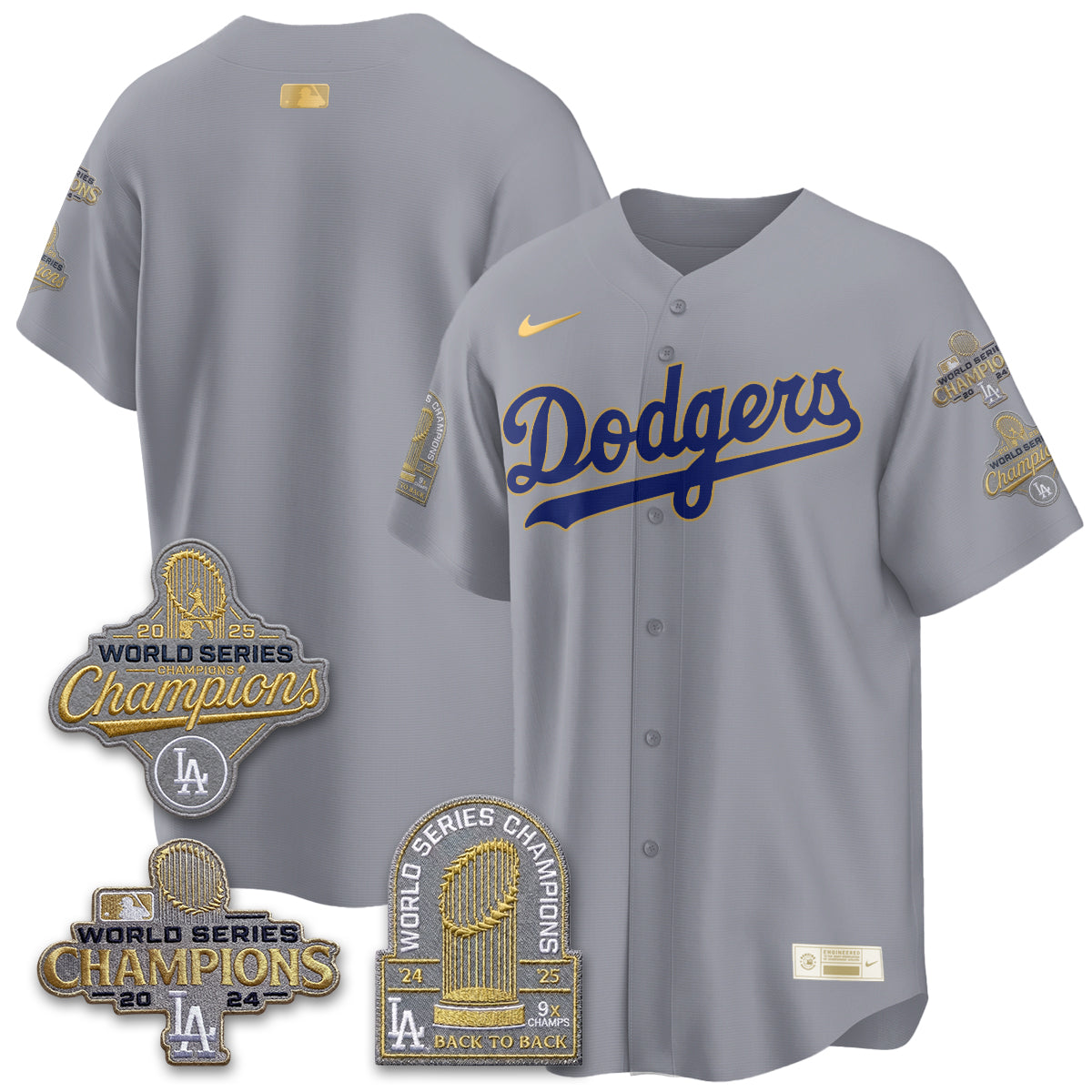 LAD Gold Collection Stadium Vapor Limited Jersey - Back to Back 9x Champs - All Stitched-DTD