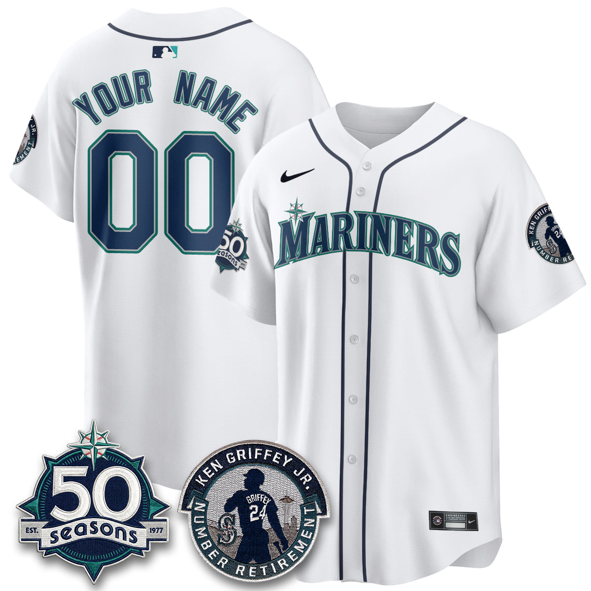 SEA Ken Griffey Jr. Patch Vapor Premier Limited Custom Jersey - All Stitched-DTD