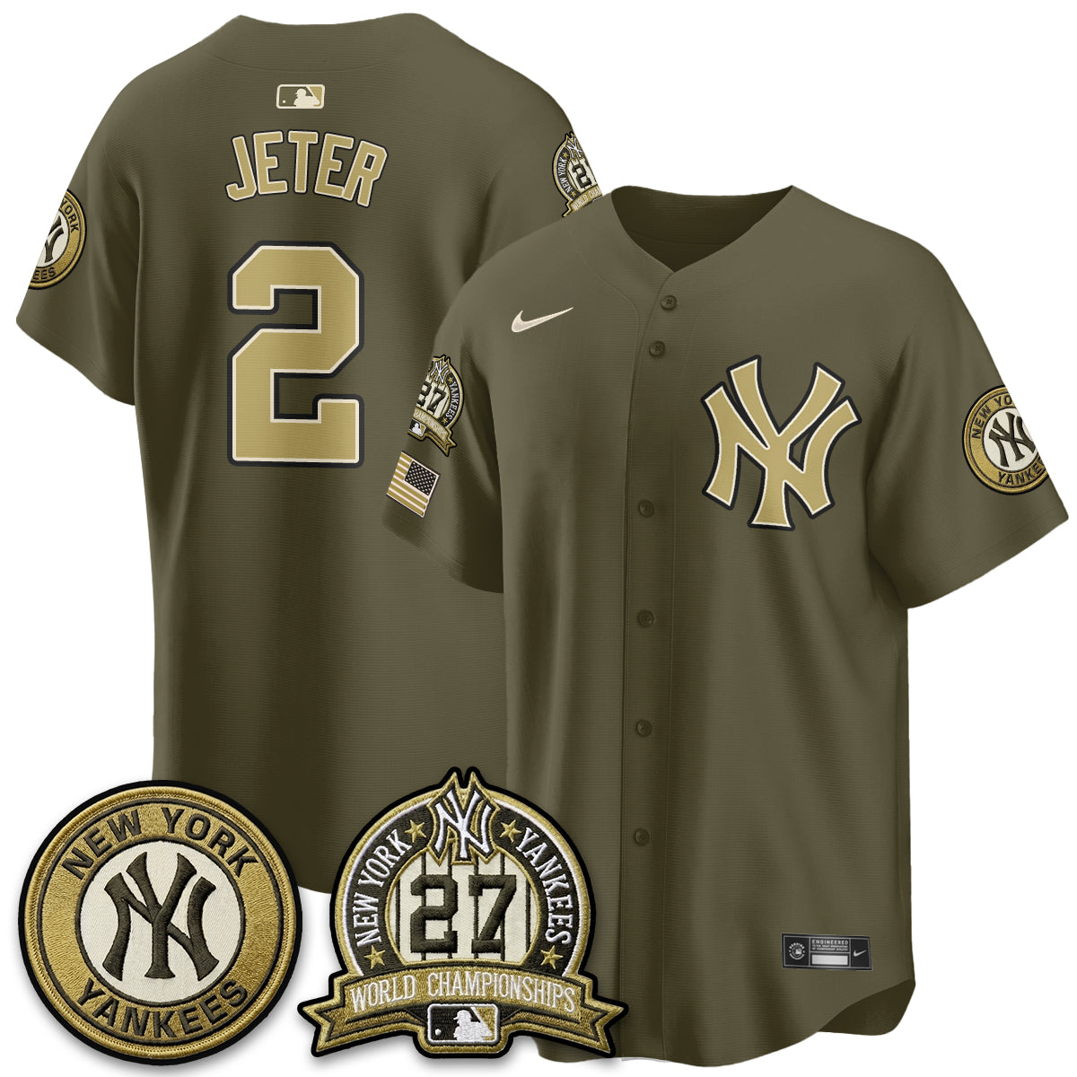 NYY New Era Olive 2026 Armed Forces Day Jersey -All Stitched-DTD