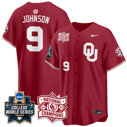 OU 2026 NCAA Baseball College World Series Champions Vapor Jersey - Stitched-DTD