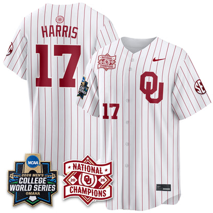 OU 2026 NCAA Baseball College World Series Champions Vapor Jersey - Stitched-DTD