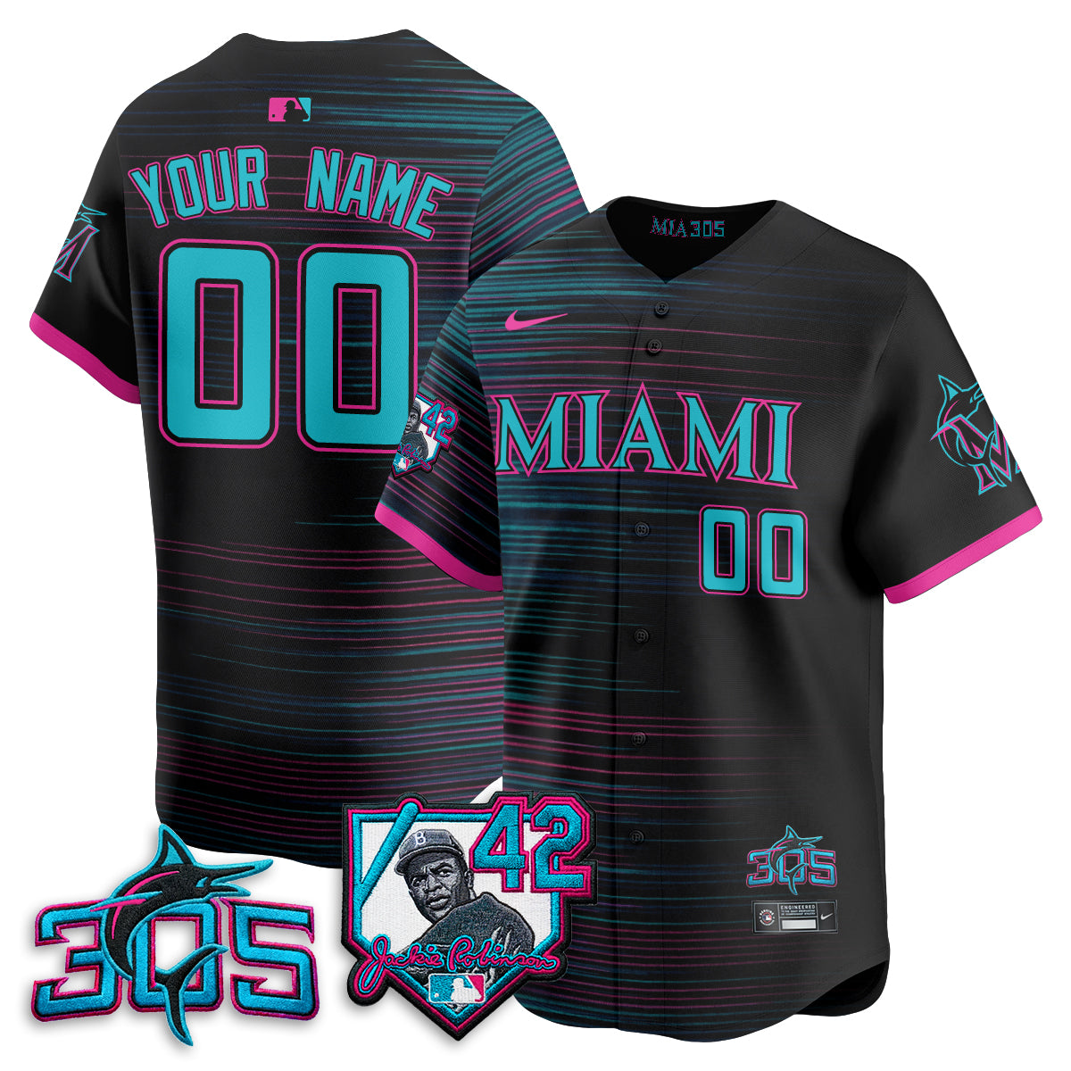 MIA 2026 Jackie Robinson New Era Vapor Custom Limited Jersey - All Stitched-DTD