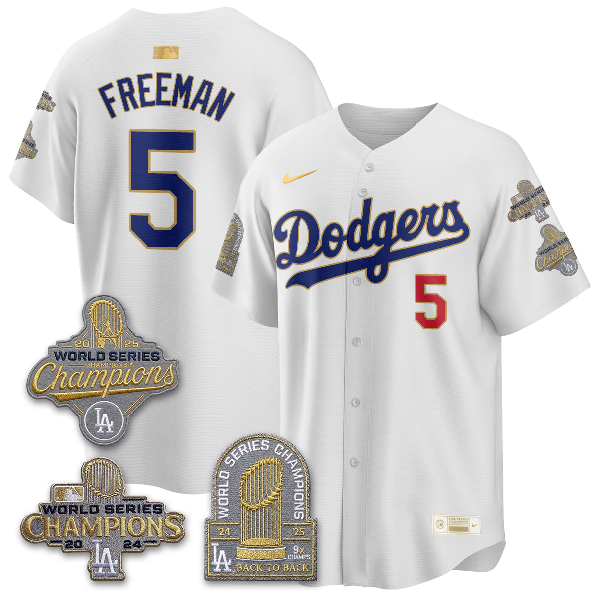 LAD Gold Collection Stadium Vapor Limited Jersey - Back to Back 9x Champs - All Stitched-DTD