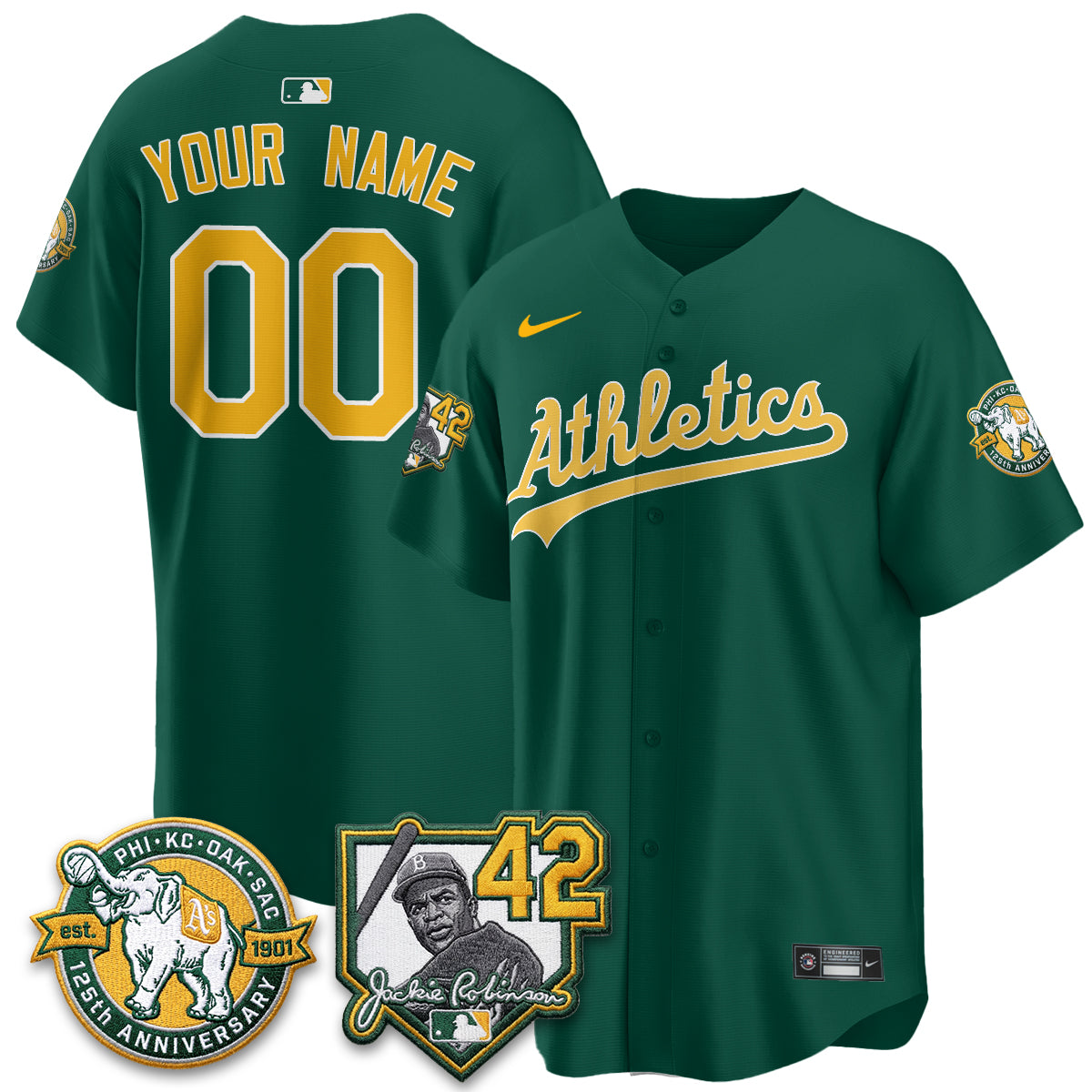 OAK 2026 Jackie Robinson Day - Celebrating 125 Years Limited Custom Vapor Jersey - All Stitched-DTD