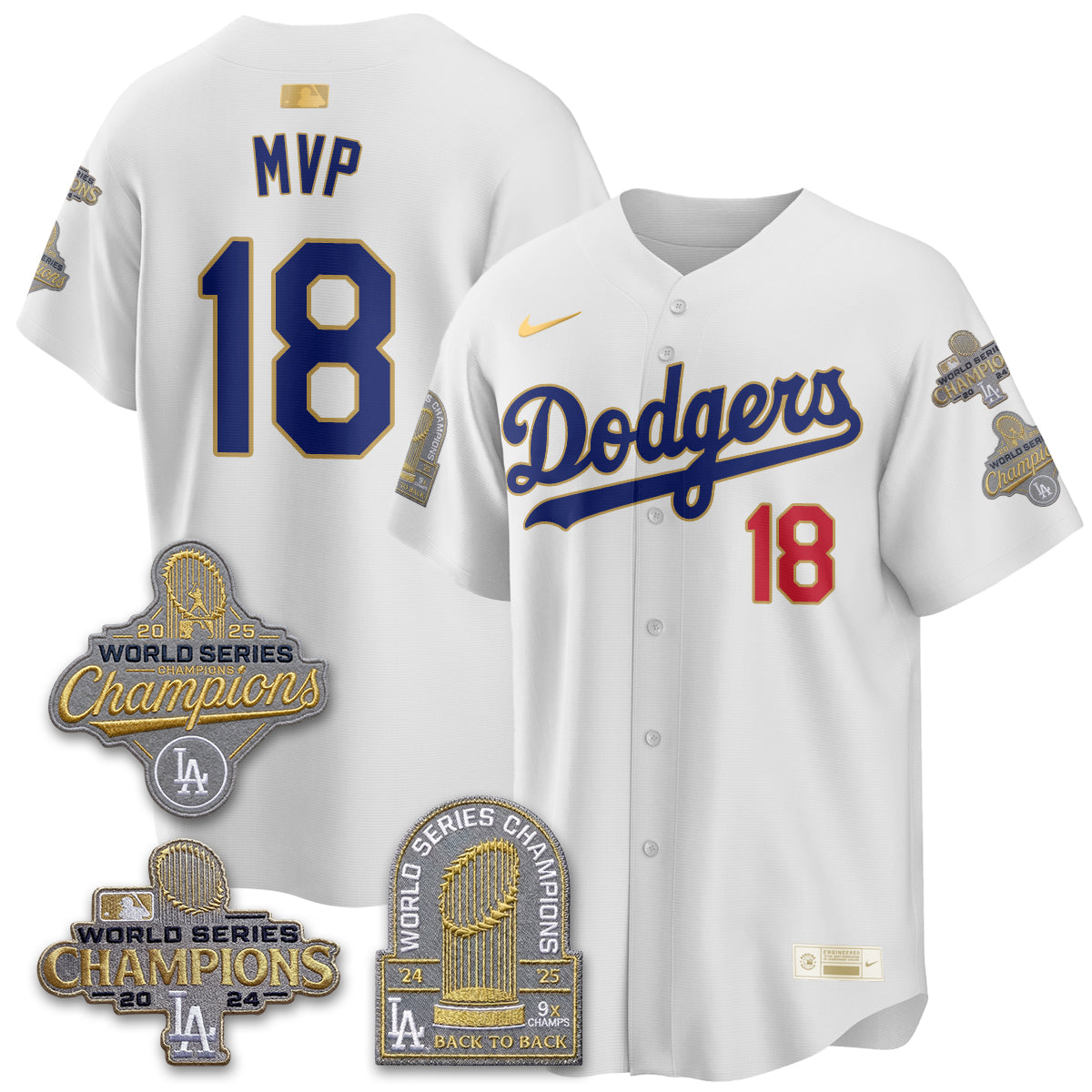 LAD Gold Collection Stadium Vapor Limited Jersey - Back to Back 9x Champs - All Stitched-DTD