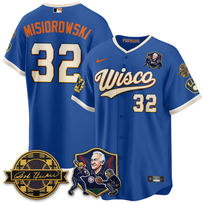 MIL Bob Uecker - 54 SSs for Brewers' Vapor Limited City Connect Jersey - All Stitched-DTD