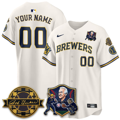 MIL Bob Uecker - 54 Seasons for Brewers' Vapor Custom Limited Gold Jersey - All Stitched-DTD
