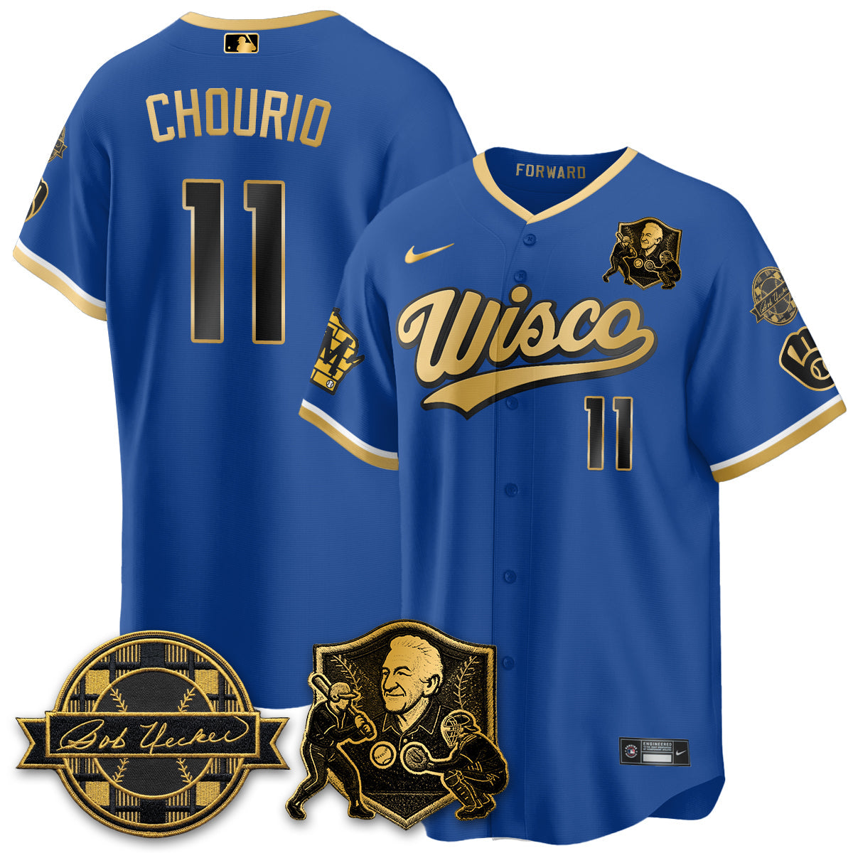 MIL Bob Uecker - 54 SSs for Brewers' Vapor Limited City Connect Jersey - All Stitched-DTD