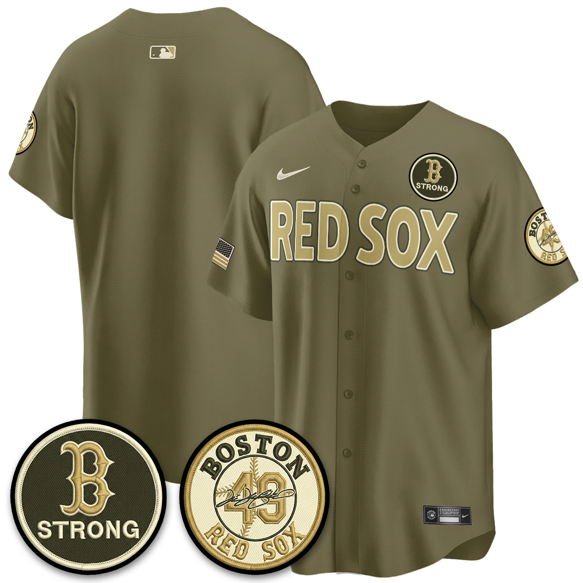 BOS New Era Olive 2026 Armed Forces Day Jersey - All Stitched-DTD