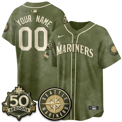 SEA New Era Olive 2026 Armed Forces Day Custom Jersey - All Stitched-DTD