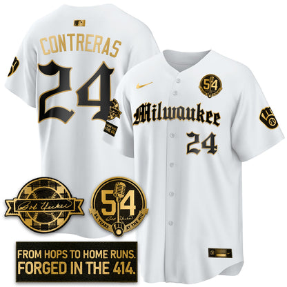 MIL Bob Uecker Patch Vapor Premier Limited Jersey - Gothic Edition - All Stitched-DTD