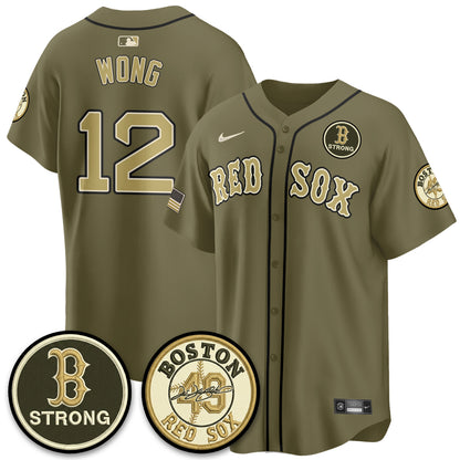 BOS New Era Olive 2026 Armed Forces Day Jersey - All Stitched-DTD