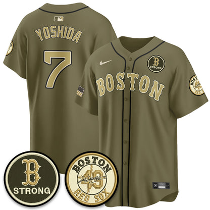 BOS New Era Olive 2026 Armed Forces Day Jersey - All Stitched-DTD