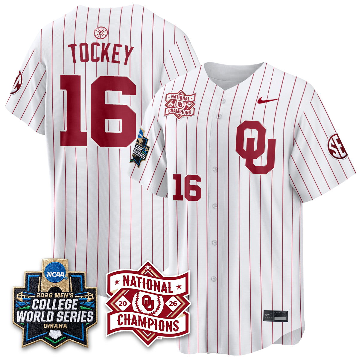 OU 2026 NCAA Baseball College World Series Champions Vapor Jersey - Stitched-DTD