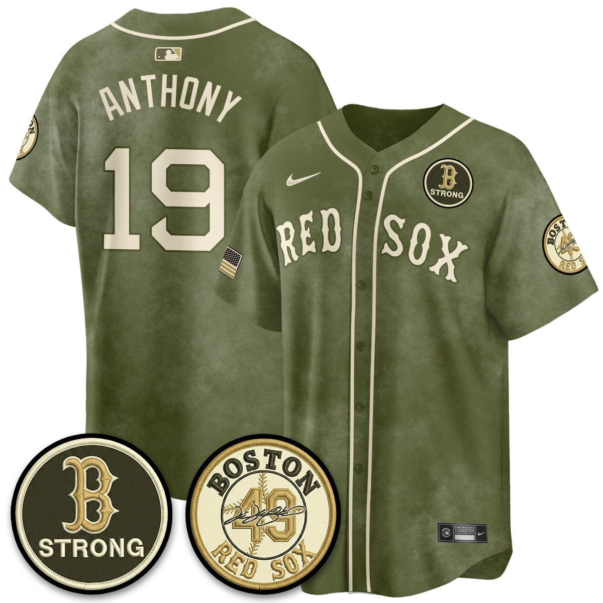 BOS New Era Olive 2026 Armed Forces Day Jersey - All Stitched-DTD