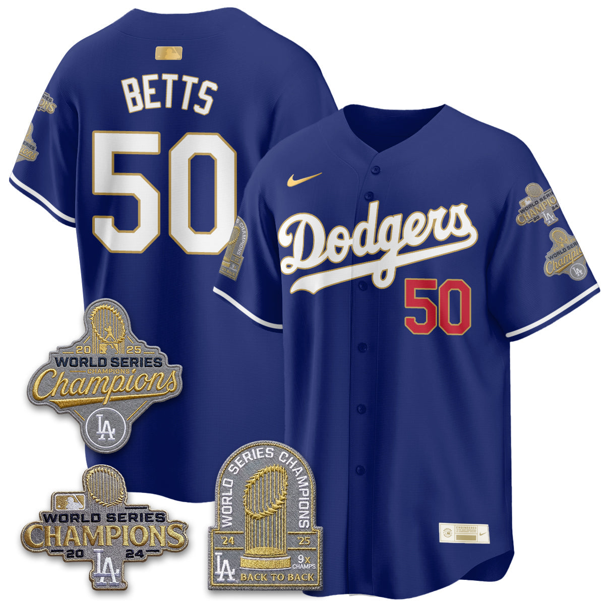LAD Gold Collection Stadium Vapor Limited Jersey - Back to Back 9x Champs - All Stitched-DTD