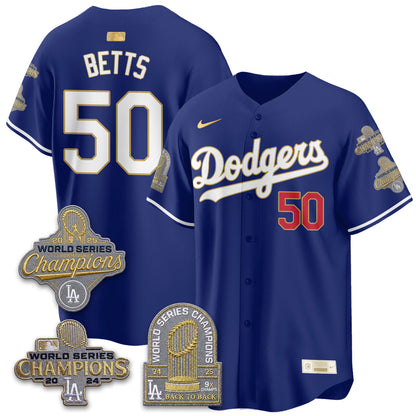 LAD Gold Collection Stadium Vapor Limited Jersey - Back to Back 9x Champs - All Stitched-DTD
