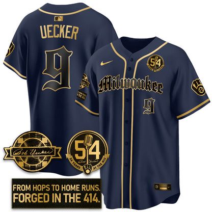 MIL Bob Uecker Patch Vapor Premier Limited Jersey - Gothic Edition - All Stitched-DTD