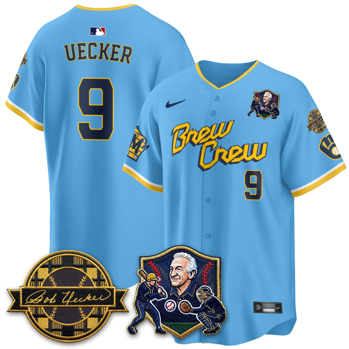MIL Bob Uecker - 54 Seasons for Brewers' Vapor Limited Gold Jersey - All Stitched-DTD