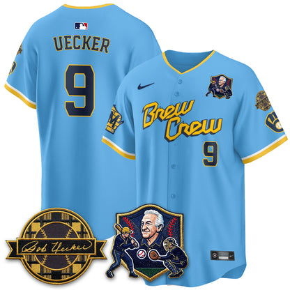 MIL Bob Uecker - 54 Seasons for Brewers' Vapor Limited Gold Jersey - All Stitched-DTD