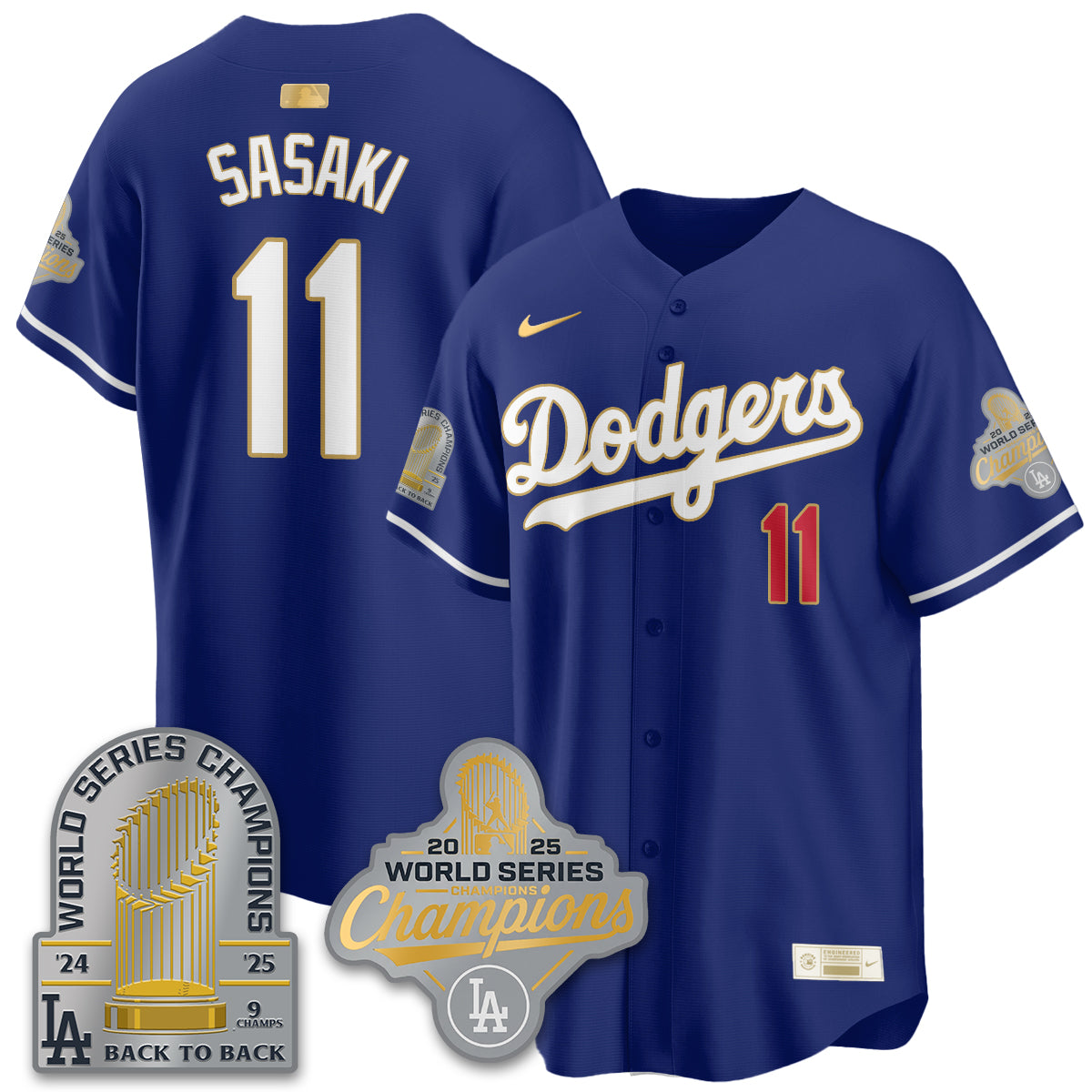 LAD Gold Collection Stadium Vapor Limited Jersey - 9x Champs - All Stitched-DTD