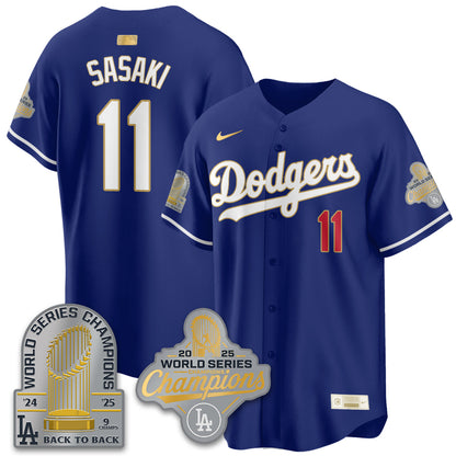 LAD Gold Collection Stadium Vapor Limited Jersey - 9x Champs - All Stitched-DTD