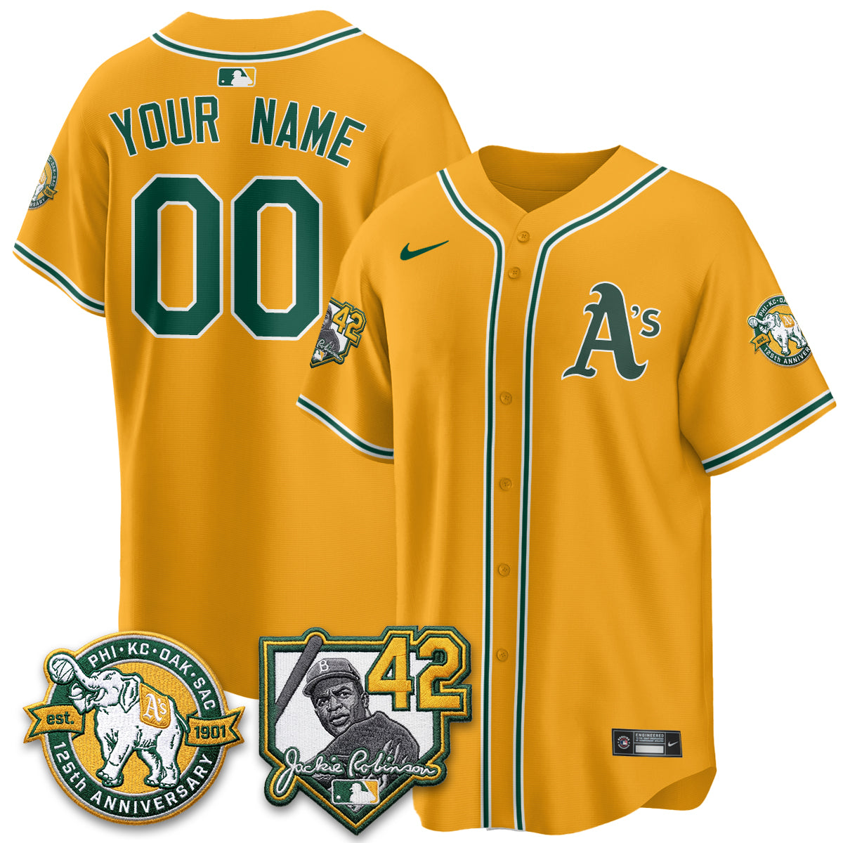 OAK 2026 Jackie Robinson Day - Celebrating 125 Years Limited Custom Vapor Jersey - All Stitched-DTD