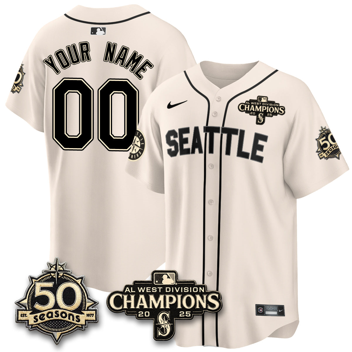 SEA Vapor Premier Custom Limited Jersey - 50th Anniversary & AL West Division Champions - Steelheads Community Funds - All Stitched-DTD